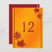 秋の落ち葉のテーブルナンバーカード ポストカード (正面/裏面)