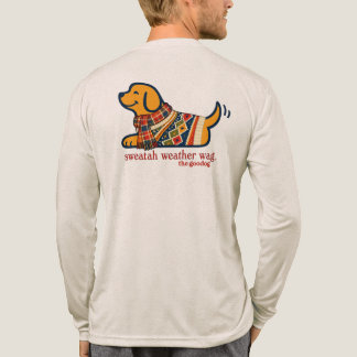 秋の落ち葉の中の愛犬 ロングスリーブ トライブレンドＴシャツ