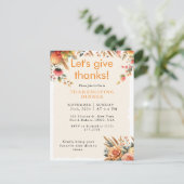 秋の落ち葉の季節にぴったりな、温かい気持ちになれるサンクスギビングのご招待です シーズンポストカード (スタンド正面)