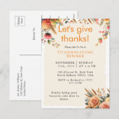 秋の落ち葉の季節にぴったりな、温かい気持ちになれるサンクスギビングのご招待です シーズンポストカード (正面/裏面)