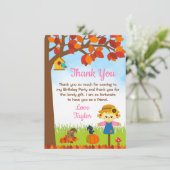 秋の落ち葉の少女かかし誕生日 サンキューカード (スタンド正面)