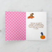 秋の落ち葉の少女かかし誕生日 サンキューカード (内部)