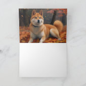 秋の落ち葉の柴犬にインスパイアされて カード (内部)