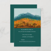 秋の落ち葉の森の木々 青い山 水彩 出欠カード (正面/裏面)