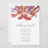 秋の落ち葉の水彩画 ウェディング ブランシュ 招待状 (正面)