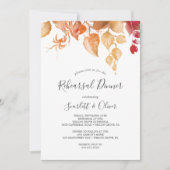 秋の落ち葉の白い方向性リハーサルディナー 招待状 (正面)