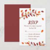 秋の落ち葉の結婚式出欠確認カード 出欠カード (正面/裏面)