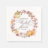 秋の落ち葉の花飾り パンプキン 秋のブライダルシャワー スタンダードカクテルナプキン (正面)