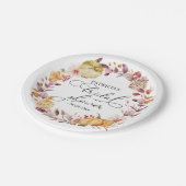 秋の落ち葉の花飾り パンプキン 秋のブライダルシャワー ペーパープレート (アングル)