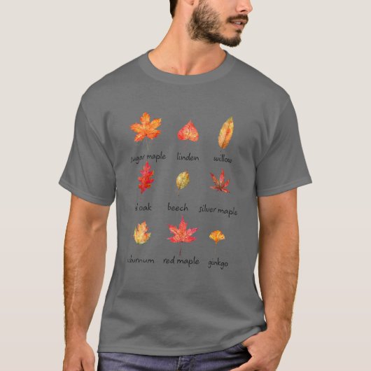 秋の落ち葉るが型にはまった感謝祭D Tシャツ (正面)