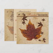 秋の落ち葉をプリントしたエイジドペーパーのウェディングシャワー招待状 招待状 (正面/裏面)