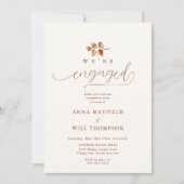 秋の落ち葉テラコッタ書道エンゲージメント写真 招待状 (正面)