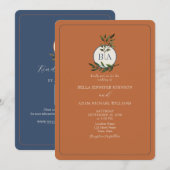 秋の落ち葉テラコッタ ウェディング 招待状 (正面/裏面)