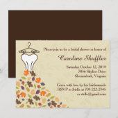 秋の落ち葉 ウェディングドレス ブライダルシャワー 招待状 (正面/裏面)