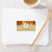 秋の落ち葉 カーキ モノグラム 住所ラベル ラベル (インサイチュ)