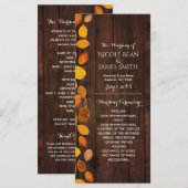 秋の落ち葉 ゴールドリーフ ウェディングプログラム プログラム (正面/裏面)