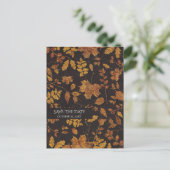 秋の落ち葉 ゴールドリーフ エレガントなSave the Date 案内ポストカード (スタンド正面)