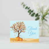 秋の落ち葉 ツリー かぼちゃ 感謝カード (スタンド正面)