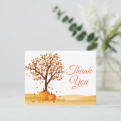 秋の落ち葉 ツリー かぼちゃ 感謝カード (スタンド正面)