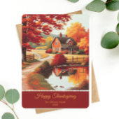 秋の落ち葉 ツリー 風景 感謝祭 シーズンカード