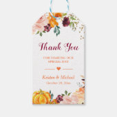 秋の落ち葉 パンプキン ワインレッド 花柄 サンクス ギフトタグ (正面)