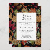 秋の落ち葉 ユダヤ教の新年 宴会 エレガント 招待状 (正面/裏面)