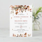 秋の落ち葉 ラスティック カントリー ボヘミア ウェディング イン 招待状 (スタンド正面)