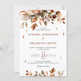 秋の落ち葉 ラスティック カントリー ボヘミア ウェディング イン 招待状