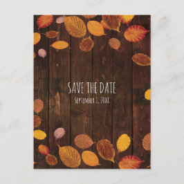 秋の落ち葉 リアルなゴールドの葉 保存日 案内ポストカード
