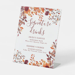 秋の落ち葉 ワインレッド シグネチャードリンク 台座サイン