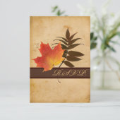 秋の落ち葉　古い紙の葉書II　- 小 出欠カード (スタンド正面)