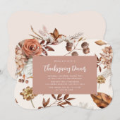 秋の落ち葉 感謝祭のディナー 招待状 (正面/裏面)