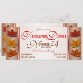 秋の落ち葉 感謝祭の食事への招待状 招待状 (正面/裏面)