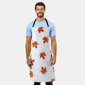 秋の落ち葉 水彩 手描き エプロン (着用した状態)