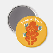 秋の葉おもしろい自然恋人イエロー マグネット (正面/裏面)