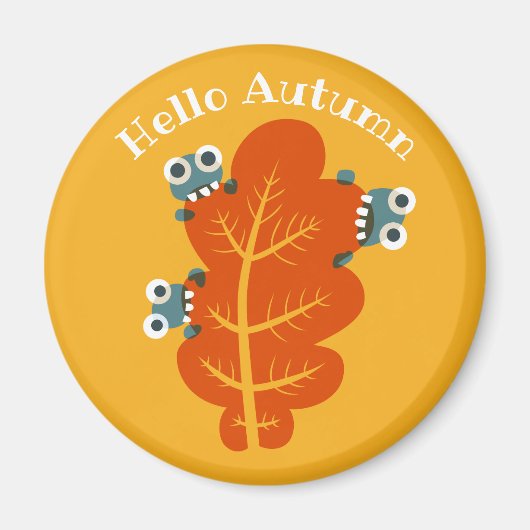 秋の葉おもしろい自然恋人イエロー マグネット (正面)