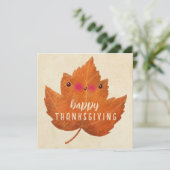 秋の葉かわいいハロウィーン感謝祭秋デコル 招待状 (スタンド正面)