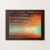 秋の葉が金色のオレンジ色の間に葉並ぶ ジグソーパズル (横)