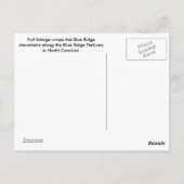 秋の葉が青い尾根パークウェイに沿ってNC ポストカード (裏面)