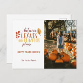 秋の葉とカボチャをお願いします 感謝祭の写真 シーズンポストカード (正面/裏面)