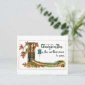 秋の葉とヴィンテージ感謝祭の挨拶 シーズンポストカード (スタンド正面)