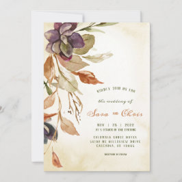 秋の葉と多肉性 |タンウォーター色 招待状