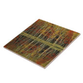 秋の葉と樺の木の反射ハイアワタ タイル (側面)