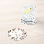 秋の葉と水分の多い水彩日付を保存 ラウンドペーパーコースター (インサイチュ)