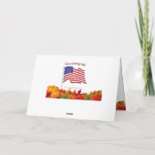 秋の葉と米国国旗のキリスト教の感謝祭 シーズンカード (裏面)