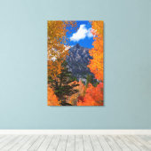 秋の葉に囲まれた山， CA キャンバスプリント (インサイチュ (ウッドフロア))