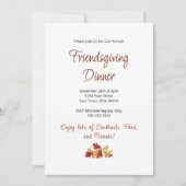 秋の葉に親しみやすいディナーサンクスギビング 招待状 (正面)