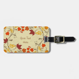 秋の葉のつる植物とカスタマイズ可能文字 ラゲッジタグ