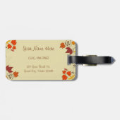 秋の葉のつる植物とカスタマイズ可能文字 ラゲッジタグ (裏面横)