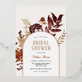 秋の葉のアーチ ウェディングシャワーフォイル招待状 箔招待状